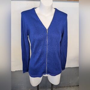 Sweater Blue Silver Zippered Women's Sweater Size M NWT Calvin Klein Trendy